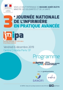 couverture de programme JNIPA 2019 avec rond de couleur blanc, bleu clair et bleu fonce