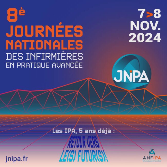 montagn eumerique en bleu et filet de demarcation orange, soleil bleu turquoise et ciel violet avec elements de texte