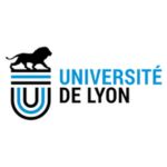 logo universite de lyon avec lyon noir sur un promontoire a plusieurs arches bleu et gris