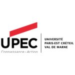 logo universite paris est creteil avec acronyme upec ecrit en noir capitale avec une barre oblique rouge au dessus