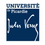 logo universite jules verne dans un cartouche bleu fonce et texte blanc